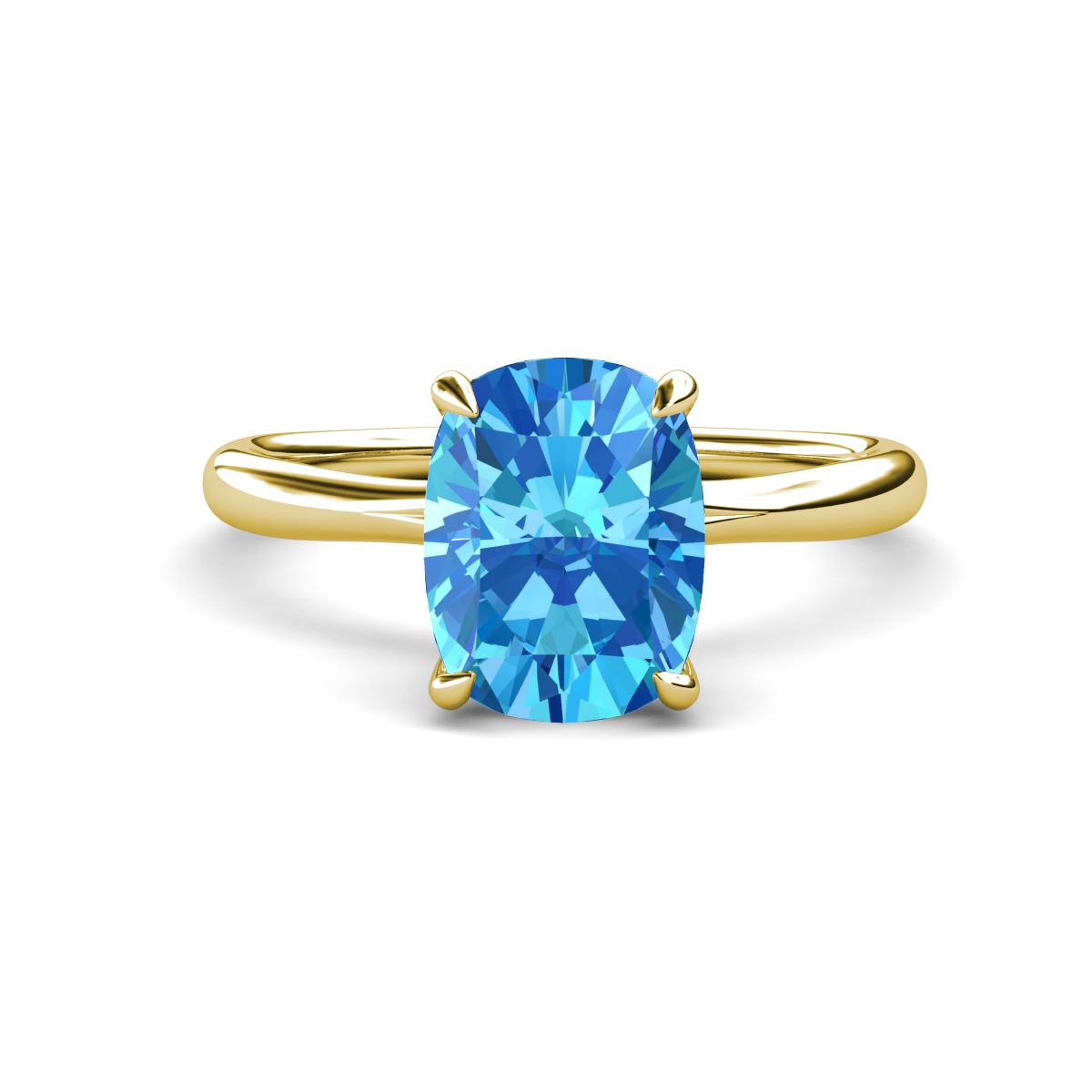 Solina 2.59 ctw Antique Cushion Shape Blue Topaz accented Lab Grown Diamond Hidden Halo Women Engagement Ring 